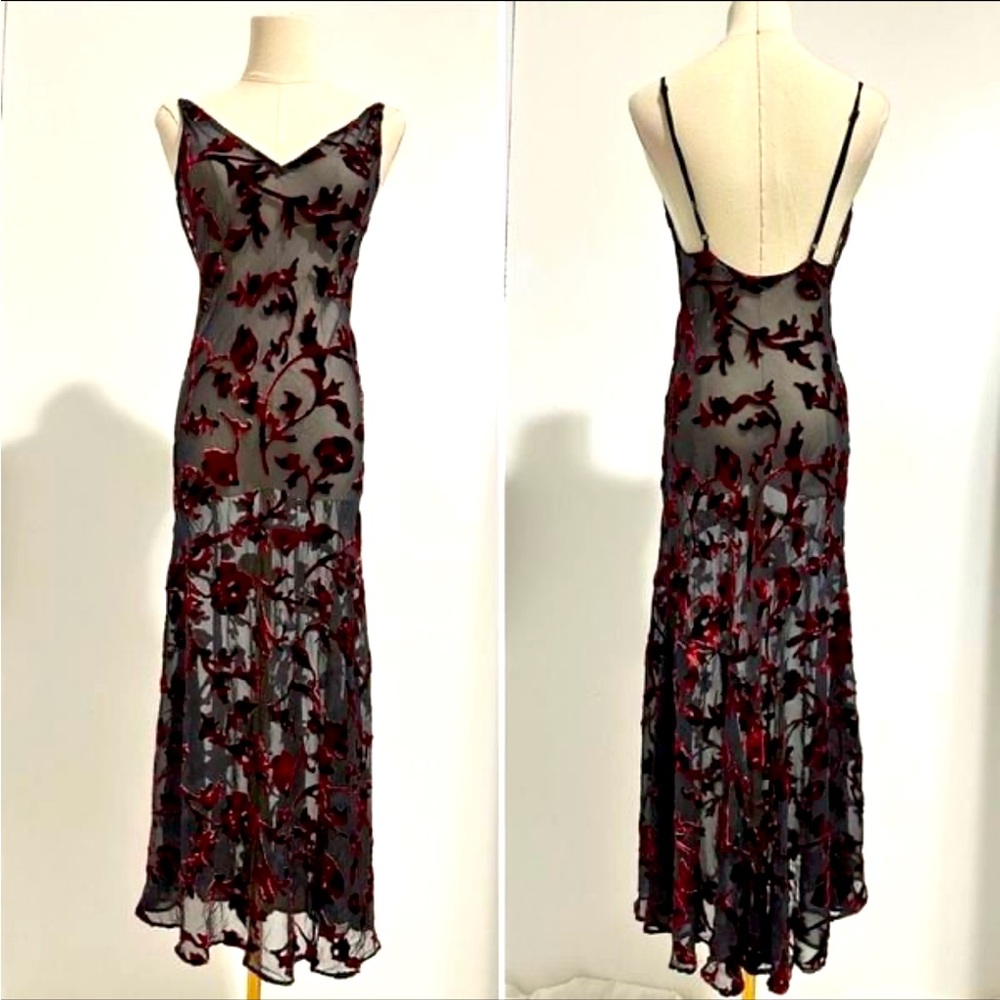Vintage silk blend Victoria’s Secret sheer burnout slip dress S
